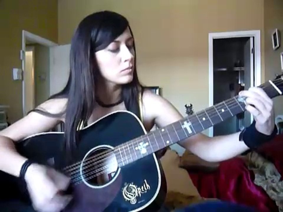 Lovely Guitar Girl plays  Pantera`s  'Suicide Note part 1'