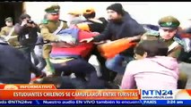 Estudiantes chilenos ingresan al Palacio de La Moneda para protestar en contra de la reforma educacional en Chile