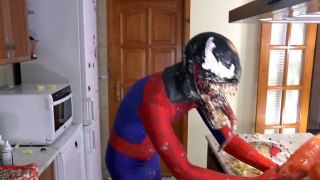 Spiderman and Spidergirl in Real Life vs Venom Crazy Eating