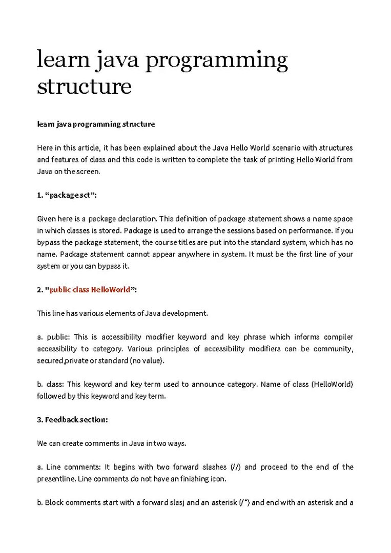 java program structure