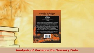 Read  Analysis of Variance for Sensory Data Ebook Free
