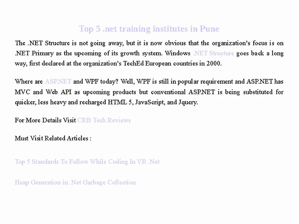 Top 5 .net training institutes in Pune