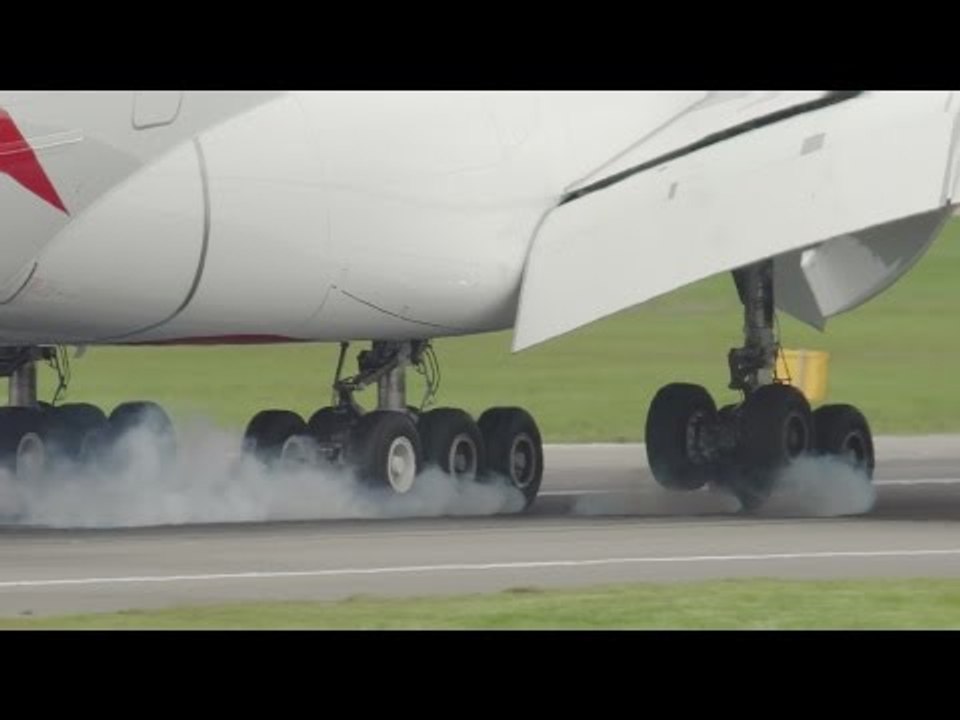 Close-Up Footage of Airbus A380 Take Off and Landing