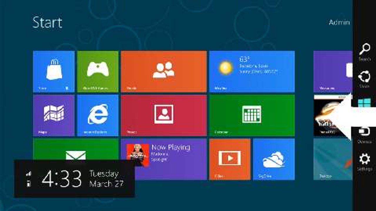 Windows 8: Charms Bar mit Fingergesten bedienen