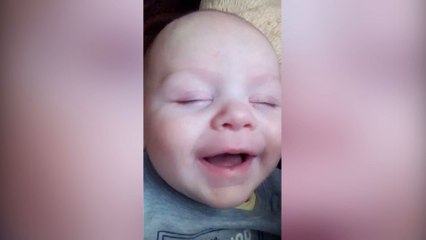 Cute Baby Giggles Himself Awake