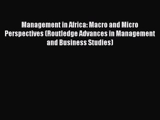 Read Management in Africa: Macro and Micro Perspectives (Routledge Advances in Management and