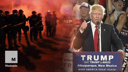 Download Video: Police and protesters violently clash at Trump's New Mexico rally