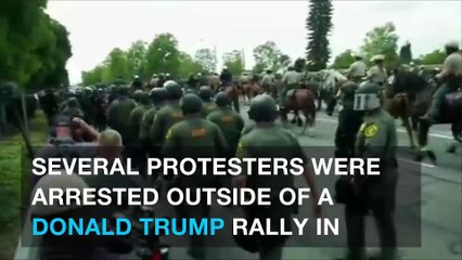 Police arrest protesters outside Trump rally in Anaheim