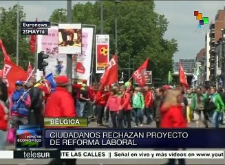 Pueblo belga realiza mega movilización en rechazo a reforma laboral