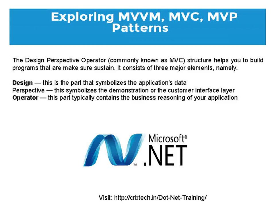 Exploring MVVM, MVC, MVP Patterns - CRB Tech