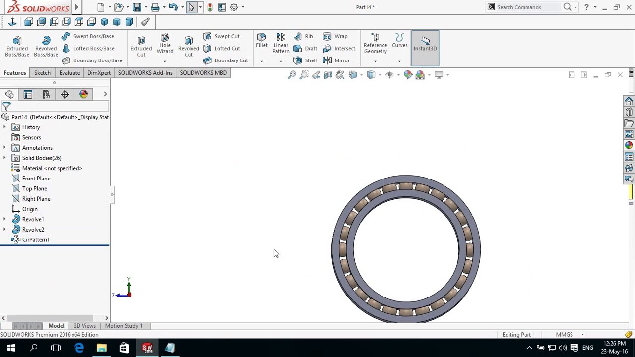 How to Create / Make BALL BEARING in SolidWorks Basics for Beginners Tutorial