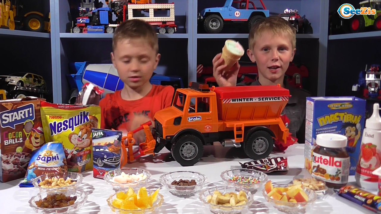 BRUDER Снегоуборочная Машина. Мороженое Челендж...