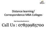 Distance learning- Correspondence MBA Colleges