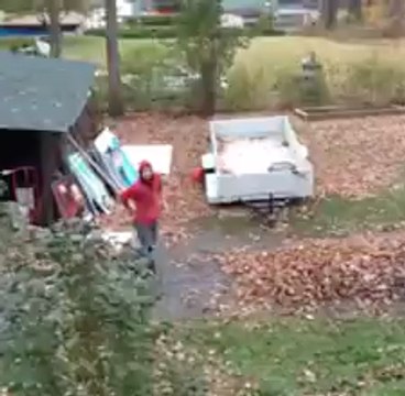That’s one way to clear the leaves…
