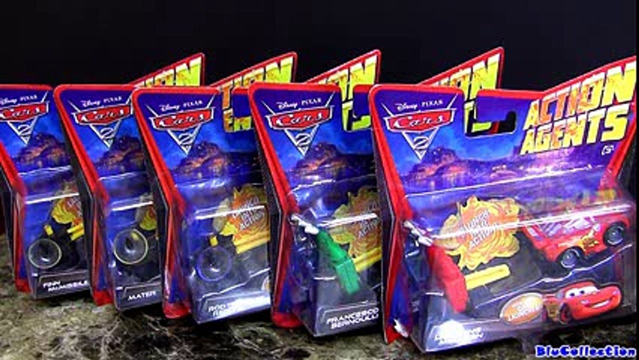 5 Cars 2 Action Agents Disney Mater Francesco Lightning McQueen toy review by Blucollection