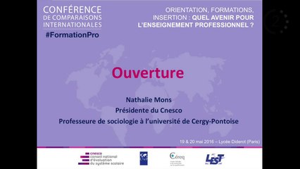 Quel avenir pour l'enseignement professionnel ? - Discours d'ouverture de Nathalie Mons, présidente du CNESCO