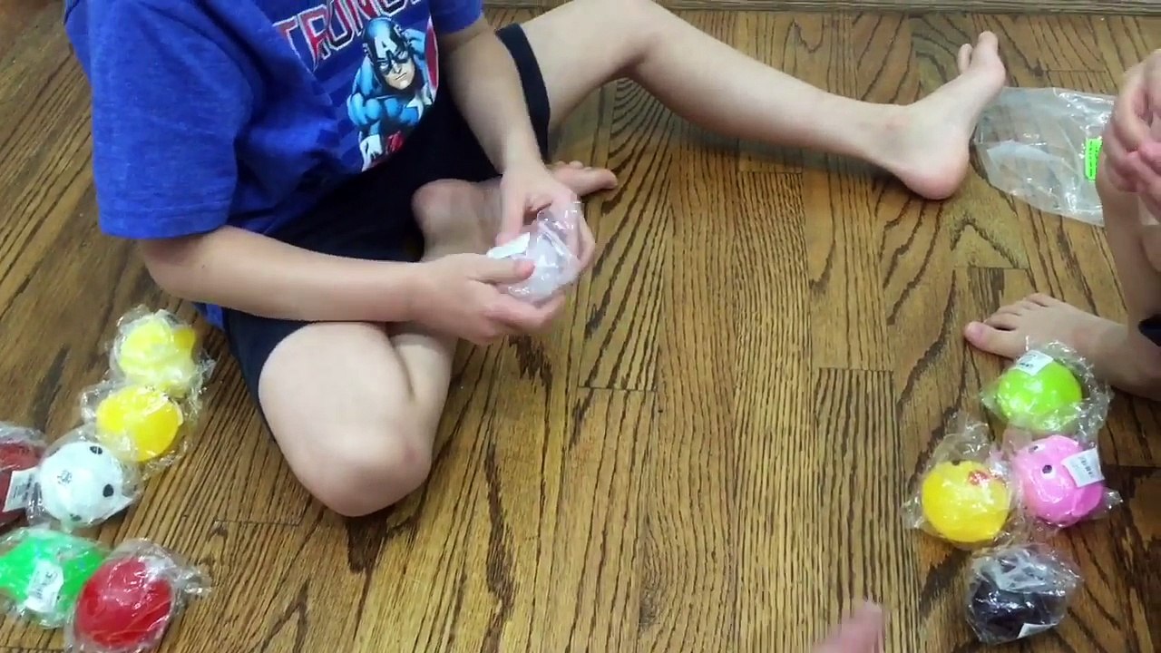 12 SPLAT BALLS Opening, Review and Fun Play - SLOW Motion Splat on Wall | Liam and Taylor's Corner