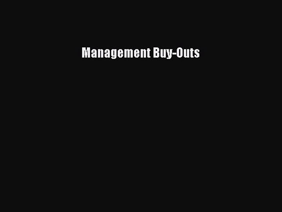 Download Management Buy-Outs PDF Online