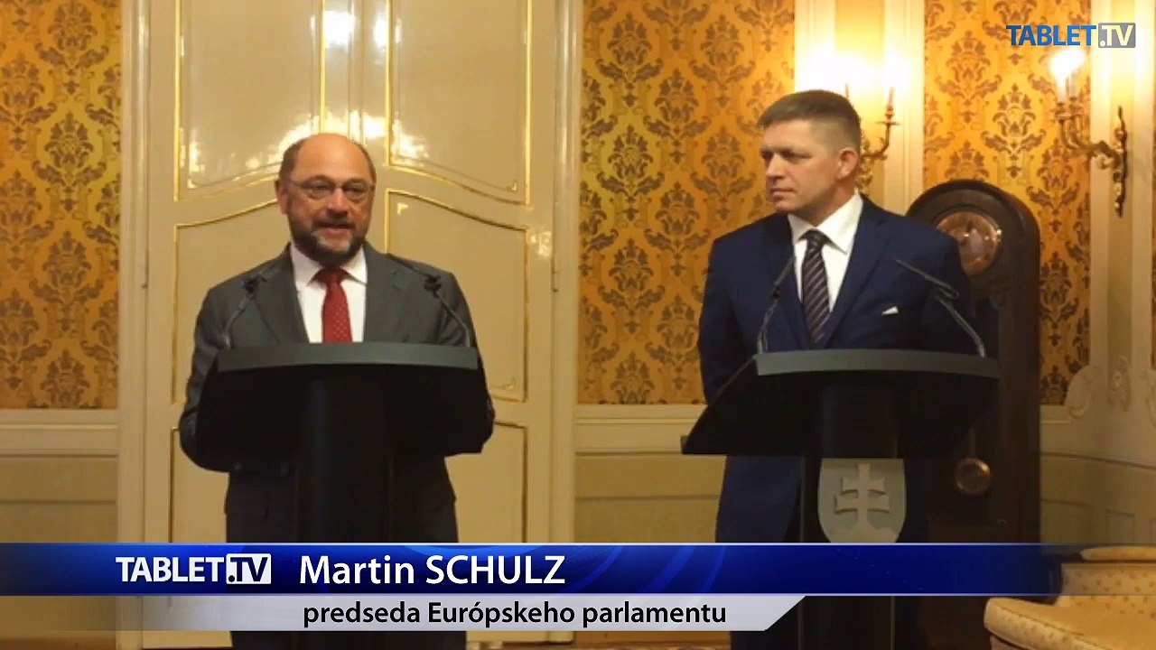 ZÁZNAM: Spoločné tlačové vyhlásenie predsedu vlády SR Roberta Fica a predsedu EP Martina Schulza