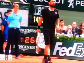 Roland Garos 2016 .Joe wilfried Tsonga envoie Marcos Baghdatis manger le filet!