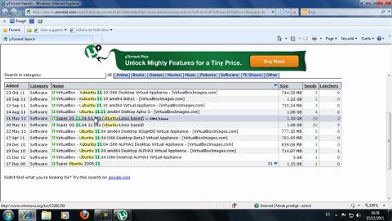uTorrent : rechercher un torrent depuis l'interface du logiciel