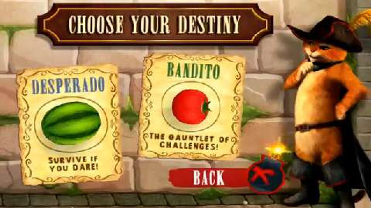 Fruit Ninja: Puss in Boots El Gato con Botas también corta frutas