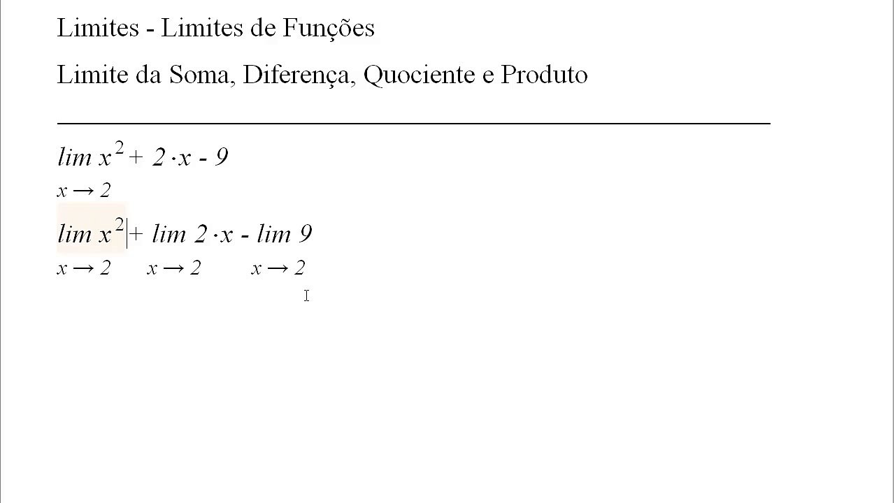 Limites - Limites de Funcoes Aula 1