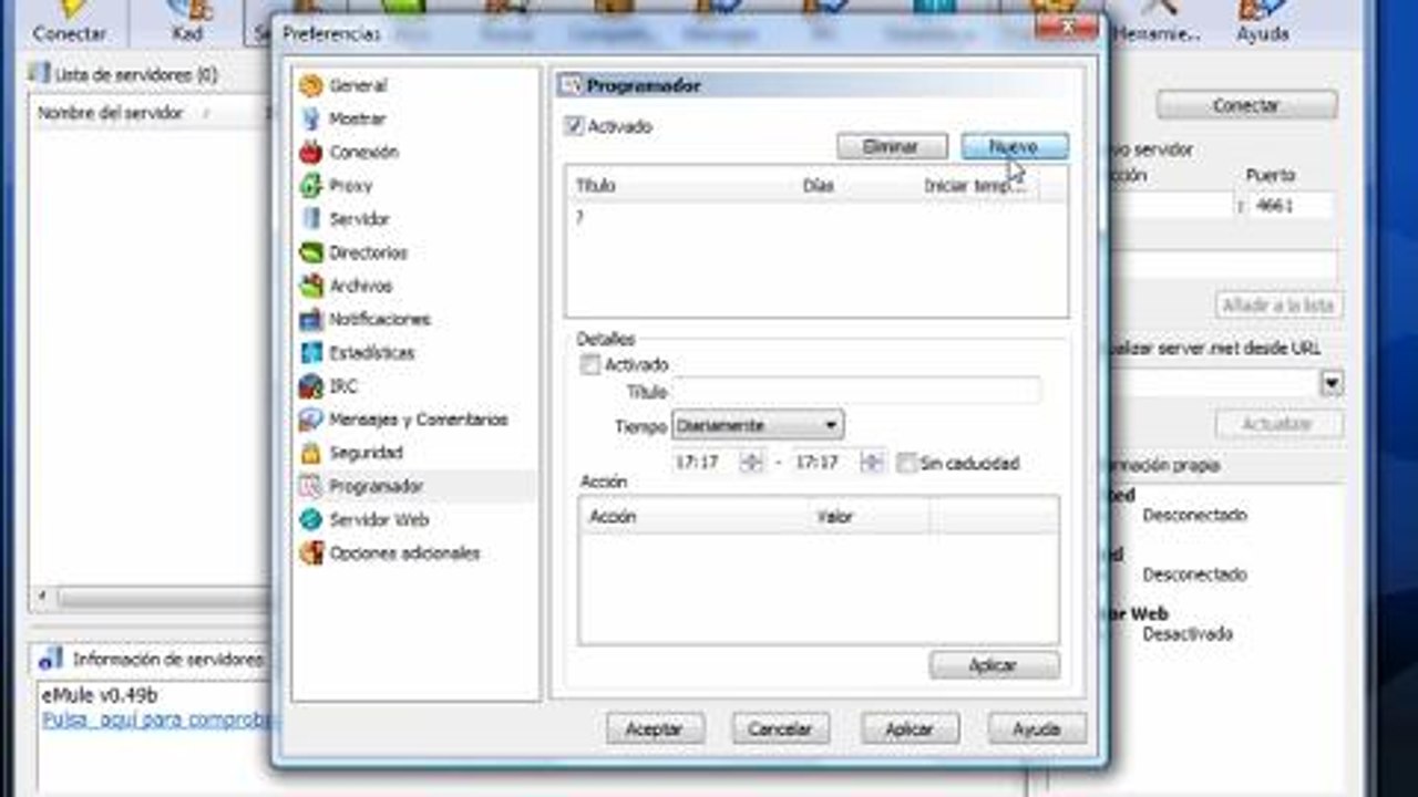 Programa tareas en eMule