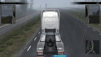 Scania Truck Driving Simulator: freie Fahrt bei strömendem Regen