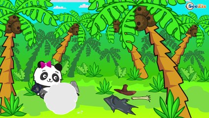 Cartoon for kids. Funny Animals - Pig, Cat, Lemur. Panda makes a scarecrow. Season 2. Episode 13