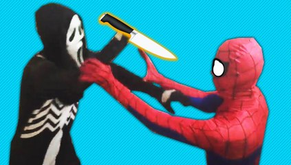 Spiderman Vs Scream In Real Life! Superhero Fun & Battle Death Match! (1080p)