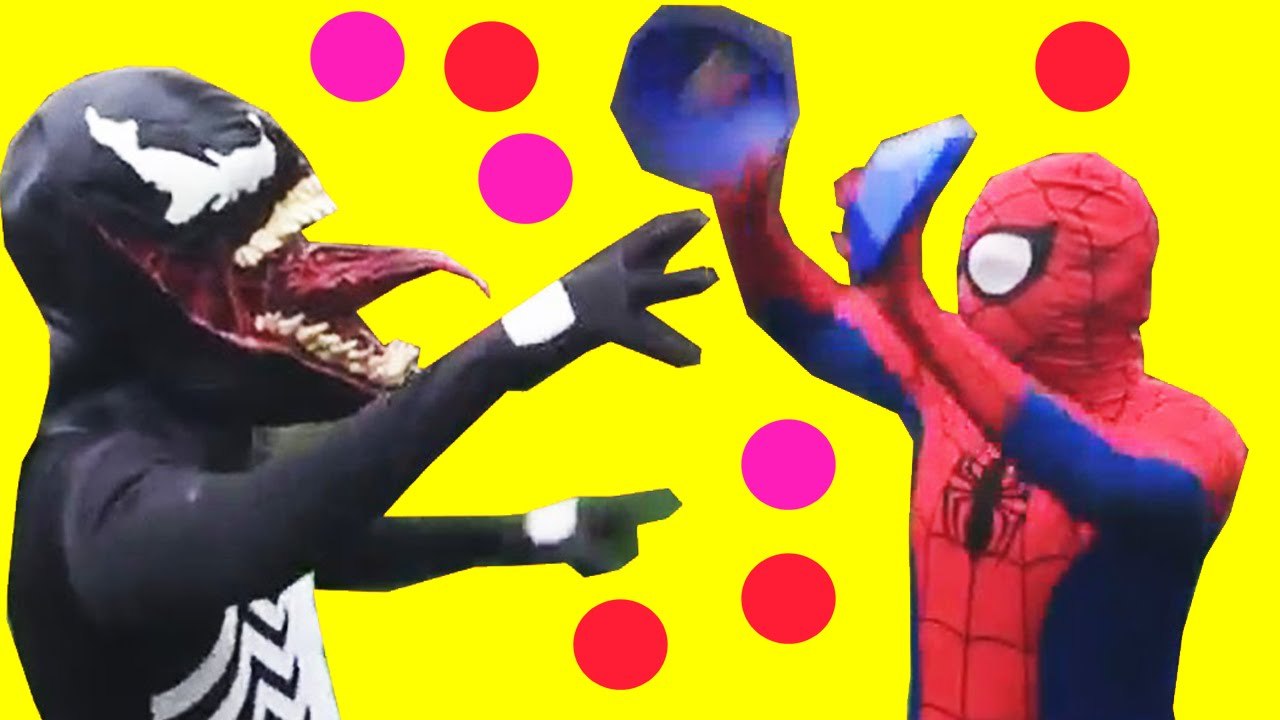 Spiderman Vs Venom - Spider-man Scared By Venom! - Fun Superhero Movie In Real Life (1080p)