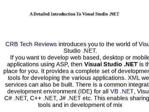 A Detailed Introduction To Visual Studio .NET