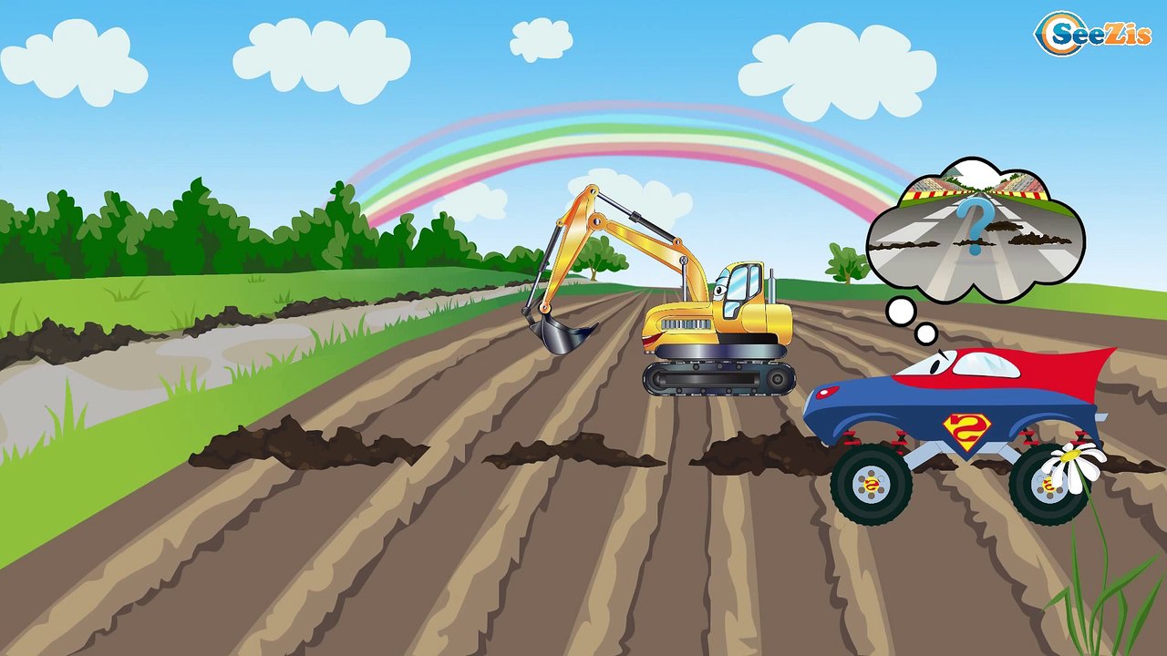Superman Truck & Batman Truck & Spiderman Truck. Diggers and Trucks. Cars Cartoons for Children