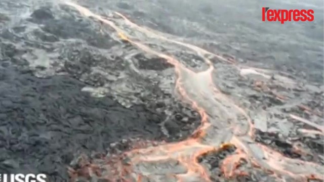 Hawaï: un drone survole la coulée de lave du volcan Kilauea