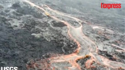 Hawaï: un drone survole la coulée de lave du volcan Kilauea