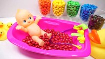 Numbers Counting Learn Colors Baby Doll BathTime M&Ms Chocolate Candy Creative Video for Kids