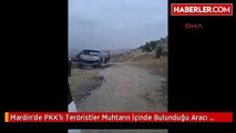 Mardin'de PKK'lı Teröristler Muhtarın İçinde Bulunduğu Aracı Yaktı