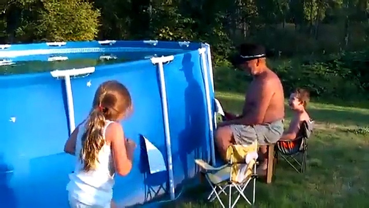 Grandpa Empties Pool The Quick Way -By Funny & Amazing Videos Follow US!!!!!!!!