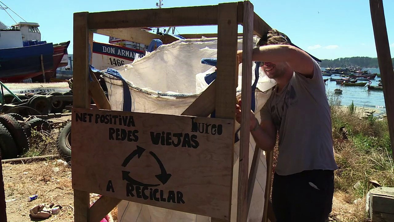 Skaten auf alten fischernetzen