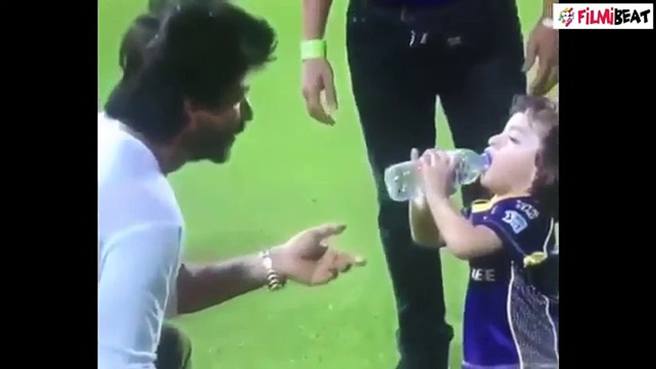 Shahrukh Khan’s son Abram spits water on him, watch video