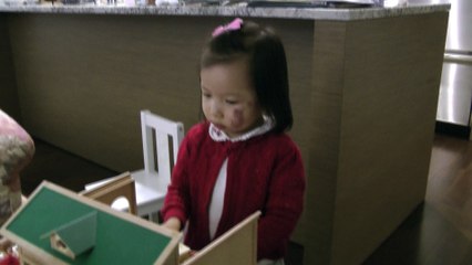 Girl Playing Sylvanian Families School
