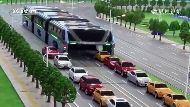 中國“立體巴士”驚艷世界 可載千人不占車道 在車流上行駛 Transit Elevated Bus