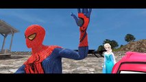 Spiderman and Elsa have fun going down a water slide in the Aqua Park! Nursery Rhyme with Action