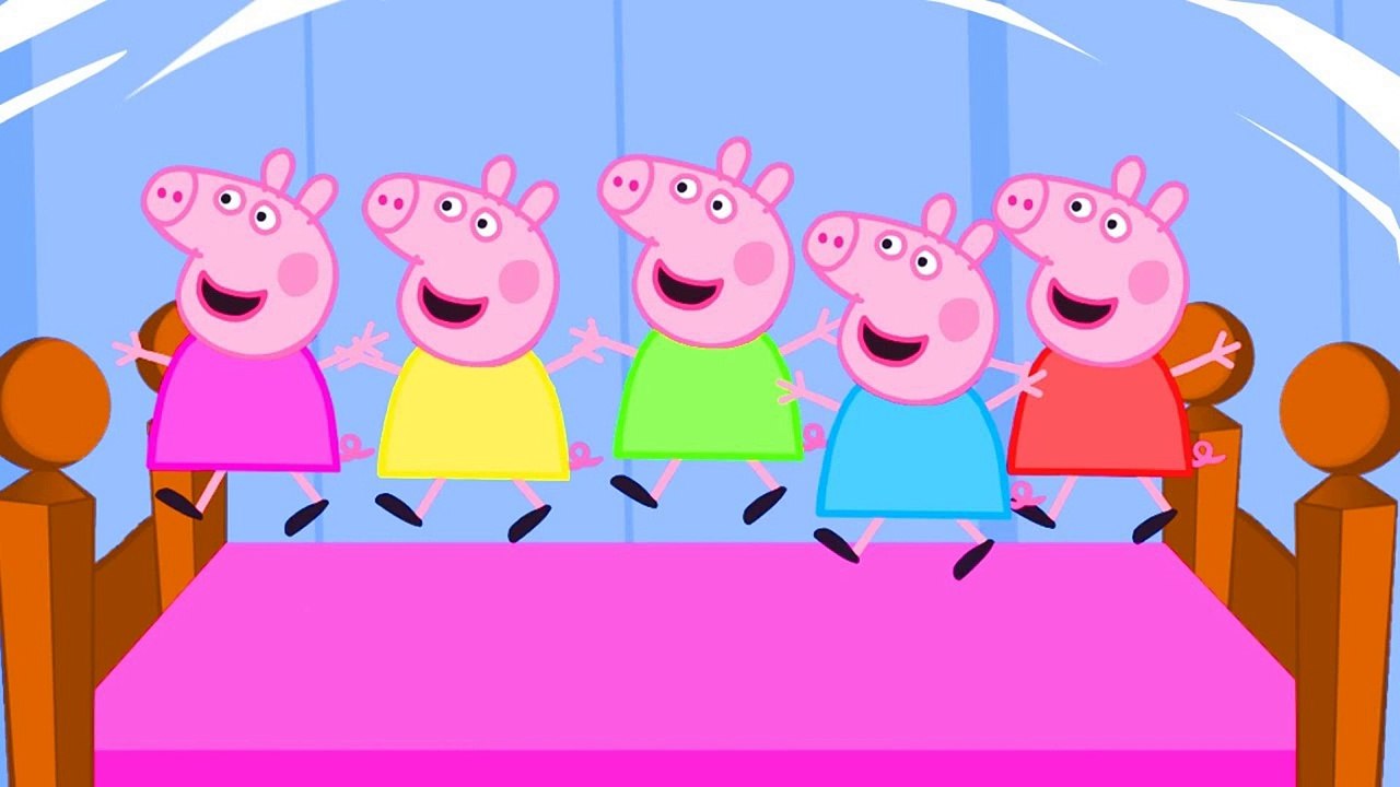 5 peppa pigs jumping on the bed, 1 video Dailymotion