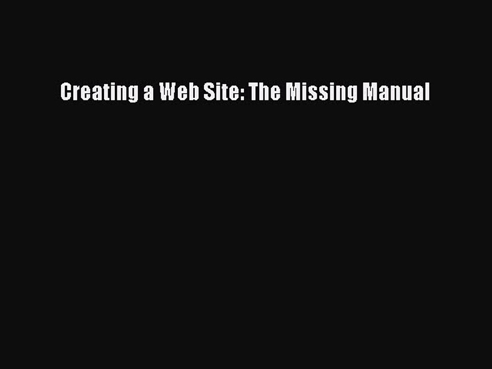 Download Creating a Web Site: The Missing Manual Free Books
