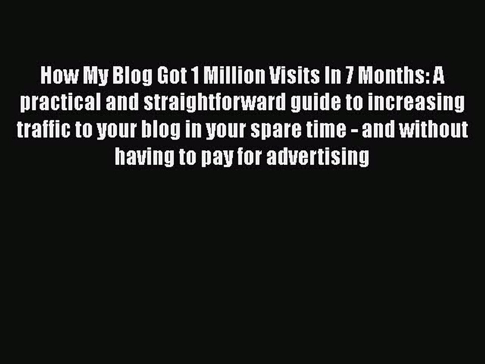PDF How My Blog Got 1 Million Visits In 7 Month...