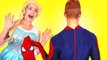 Spiderman FACE REVEAL! w  Frozen Elsa & Anna, Pink Spidergirl vs Joker, Superman Harley Quinn Candy
