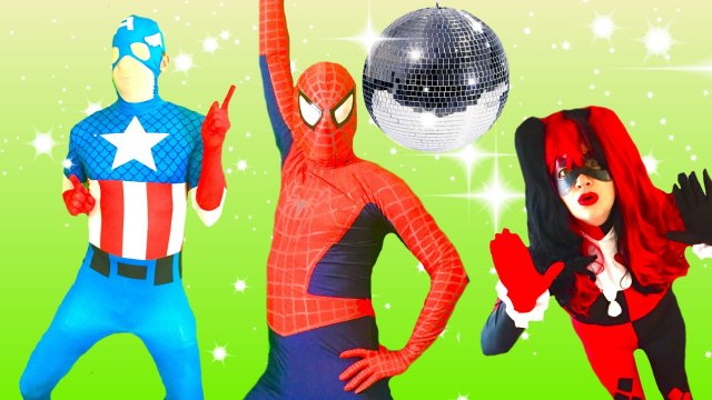 Spiderman Vs Venom Vs Captain America Vs Harley - Dance Fun Dancing Superhero Movie in Real Life (720p)