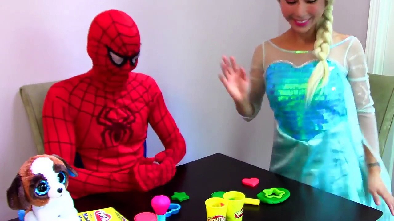 Spiderman Frozen Elsa vs Evil Elsa Maleficent  Magic Donuts Spiderman ugly hair funny superheroes
